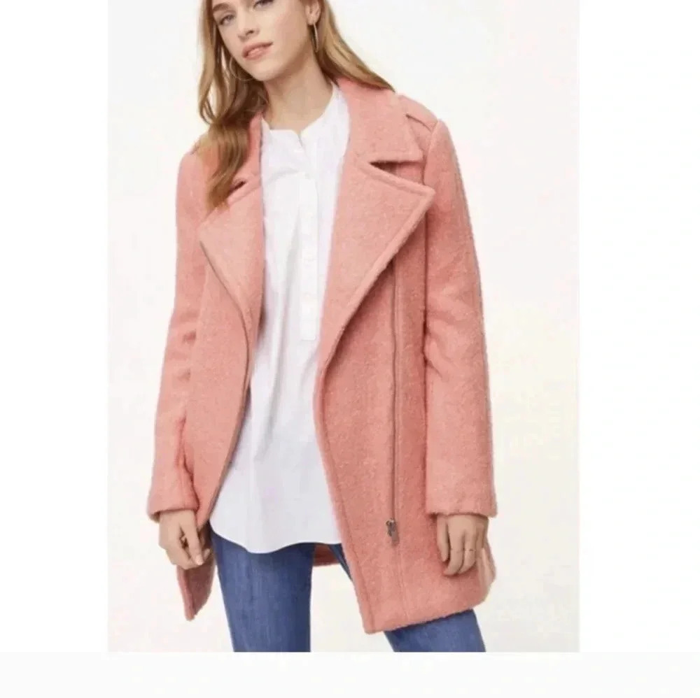 LOFT Blush Pink Wool-Blend Pea Coat